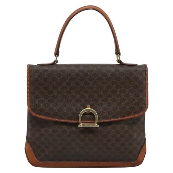 CELINE Macadam Canvas Hand Bag PVC Leather Brown - Picture 11 of 16